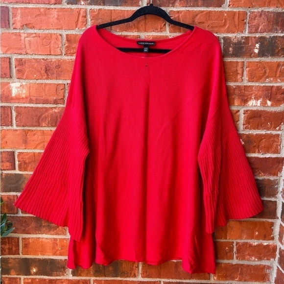 Lane Bryant Womens 22/24 Red Ribbed Flare Wide Sleeve Sweater - Picture 1 of 9